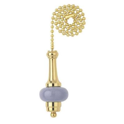 Brass and Ceramic Blue Accent Pull Chain